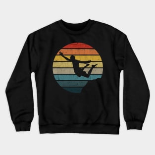 Cliff Diving Silhouette On A Distressed Retro Sunset print Crewneck Sweatshirt